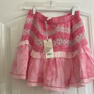 NWT LoveShackFancy Felice Skirt Pink Zinnia